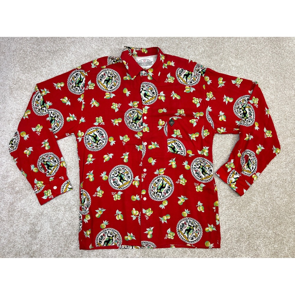 Rare Vintage Sortie des Classes Red Fruit Button Up S Made in France